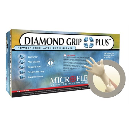 Ansell Diamond Grip Plus Latex Gloves L 100Pk DGP-350-L